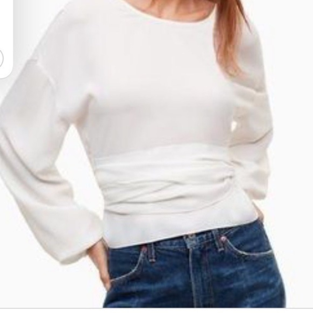 Aritzia White Wrap Blouse